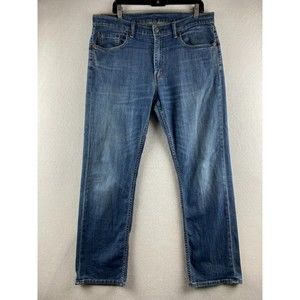 Levi's 559 Jeans Mens 36 x 32 Blue Relaxed Straight Dark Wash Distressed Demin